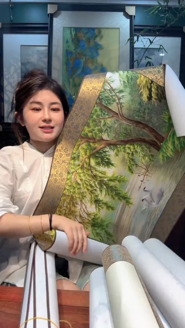 刺绣非遗苏绣手工刺绣天鹅湖