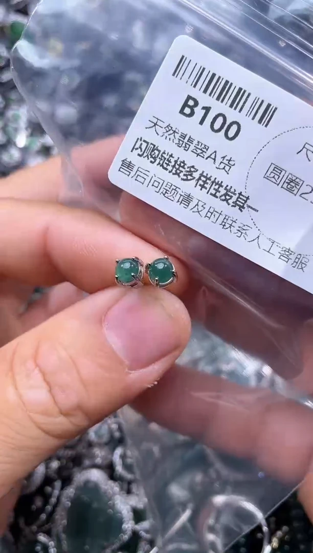 【闪购商品】翡翠颈饰未镶嵌B100耳钉