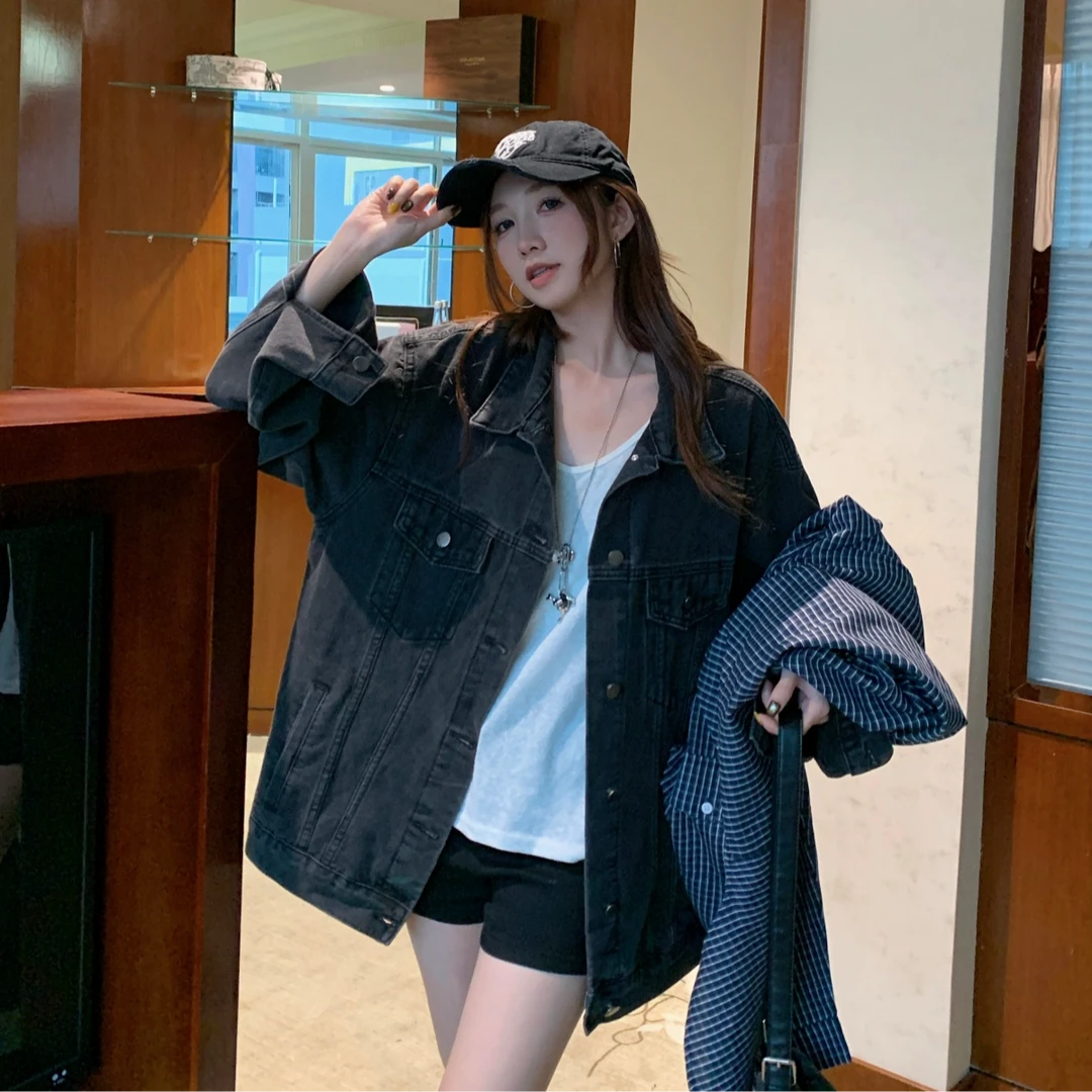 水洗牛仔外套女高街潮牌宽松情侣春秋休闲宽松百搭上衣女款8659