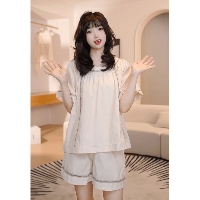 韩系甜美风睡衣女款爆款2025新款睡衣夏女款短袖短裤家居服套装
