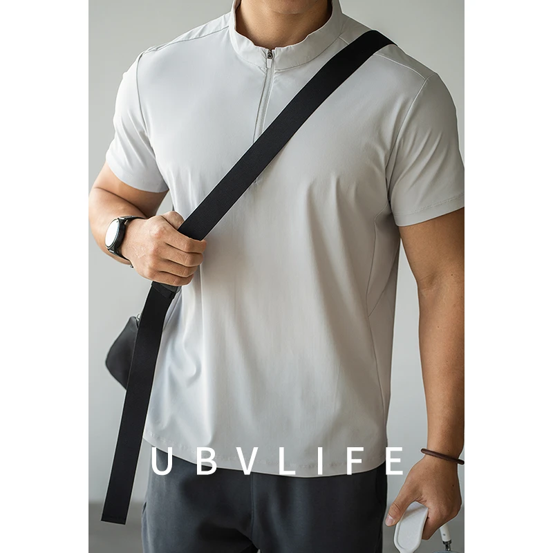 【UPF50+】半拉链运动短袖T恤速干衣男士夏季户外运动健身跑步服