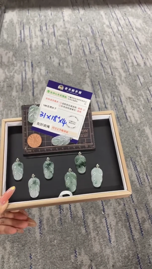 18K金镶嵌挂件翡翠叶子FL12/多样性发其一CP配绳