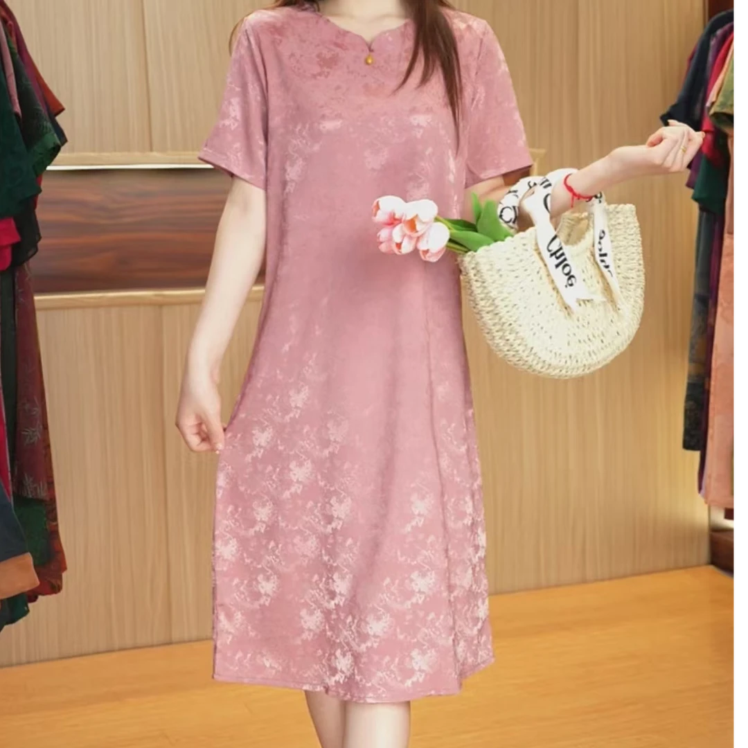 1048提花裙妈妈装高妈妈装洋气显瘦气质女装连衣裙