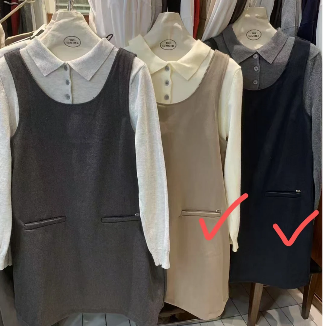 【 雨•美 推荐 】8128韩版百搭双口袋背心裙