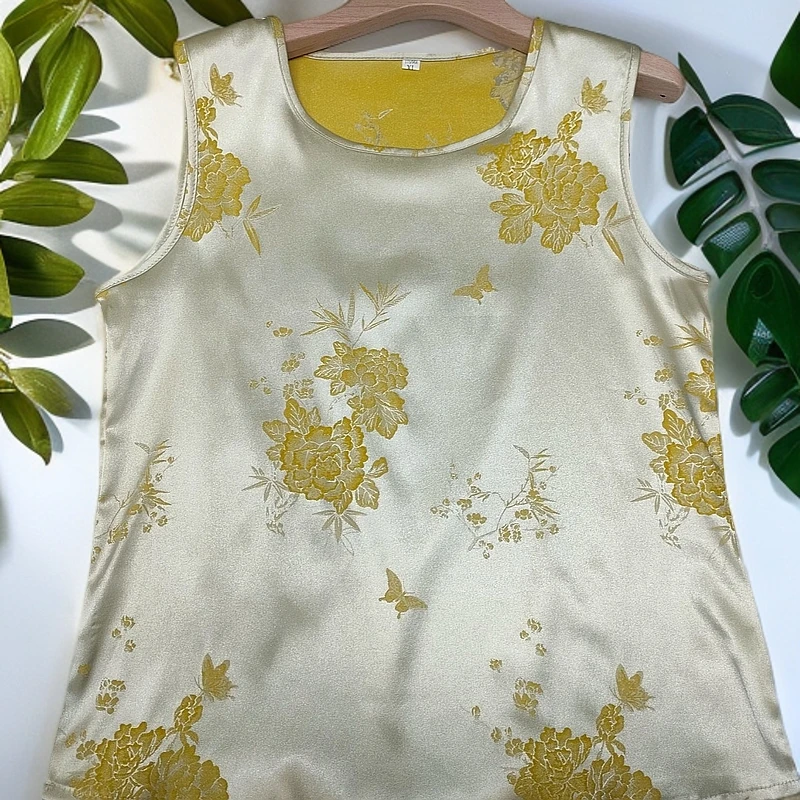 W25夏季吊带女士背心中国风休闲风复古新款中式通勤百搭无袖上衣