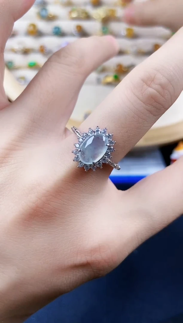 翡翠戒指银S925镶嵌456898