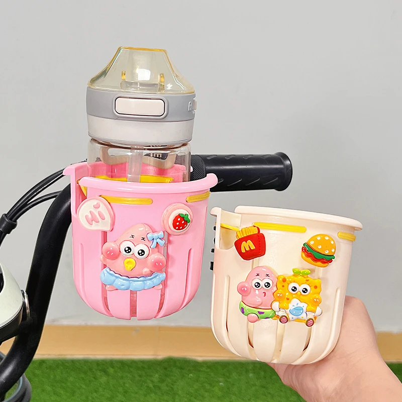 电动车水杯架奶茶架通用可爱卡通海绵宝宝多功能电瓶车水壶固定架