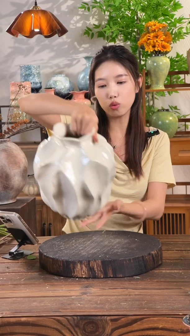 【丝瓜纹大号花瓶】创意简约陶瓷花瓶摆件装饰家居样品房花器