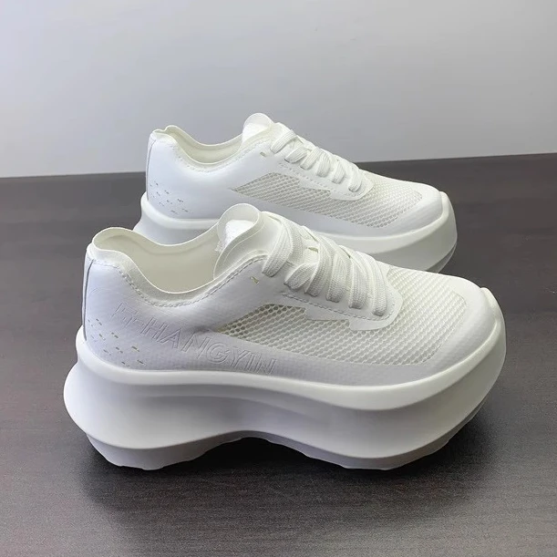 lisa同款厚底老爹鞋女2025夏季欧货增高网面透气飞织休闲运动鞋潮