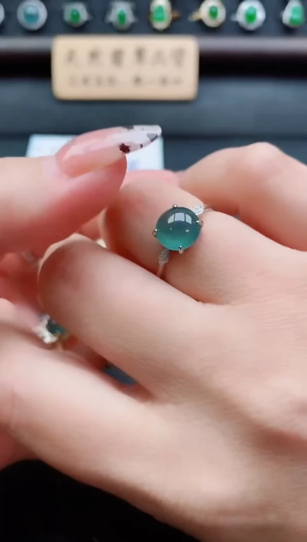 银S925镶嵌戒指翡翠1