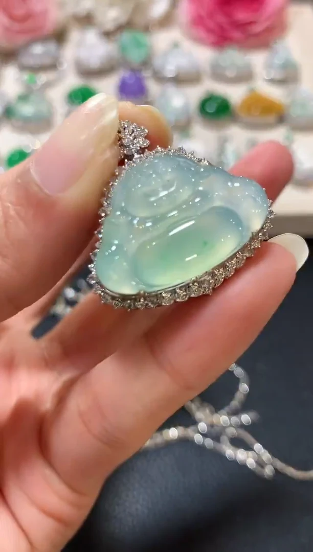 吊坠(不含链)18K金镶嵌翡翠n34