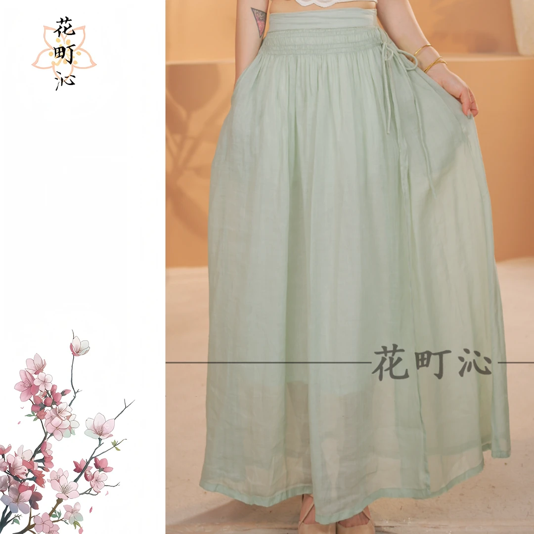 5028 夏季新款气质中长款纯色休闲百搭高腰飘逸显瘦女士半身裙