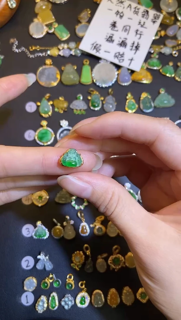 吊坠(不含链)银S925镶嵌翡翠L1