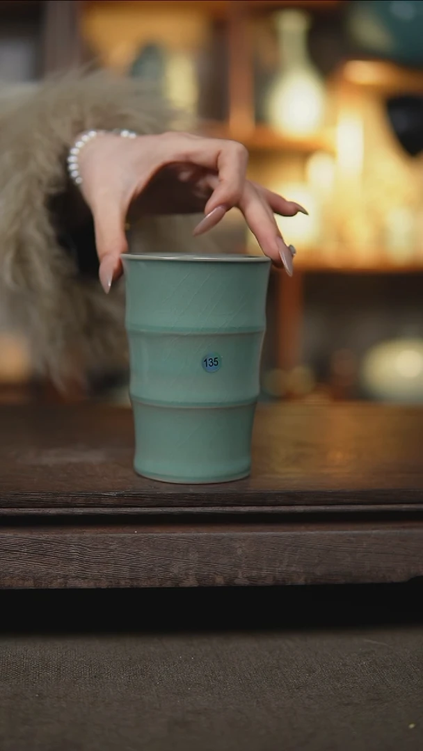 【闪购商品】杯仿古翡翠绿可乐杯大瑕135