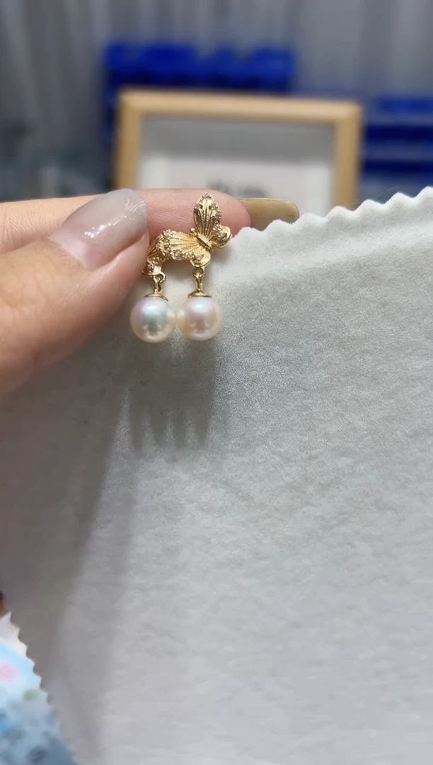 银S925镶嵌耳钉淡水珍珠104