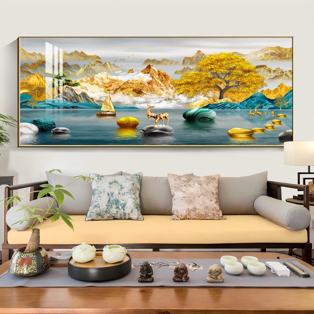 金山家和富贵晶瓷画客厅沙发背景墙壁挂画饭厅书房餐厅装饰画壁画