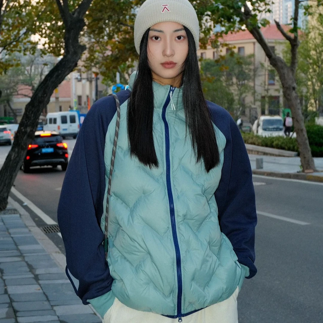 JUNXIN户外防泼水P棉气绒立领长袖棉服拼接冬季