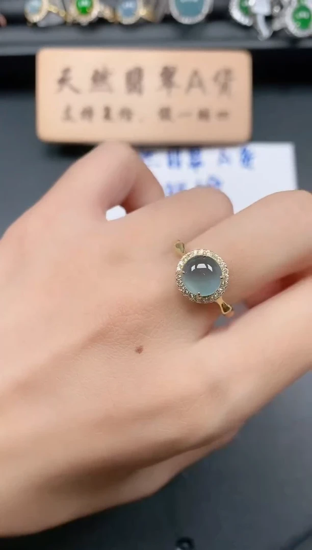 银S925镶嵌戒指翡翠1