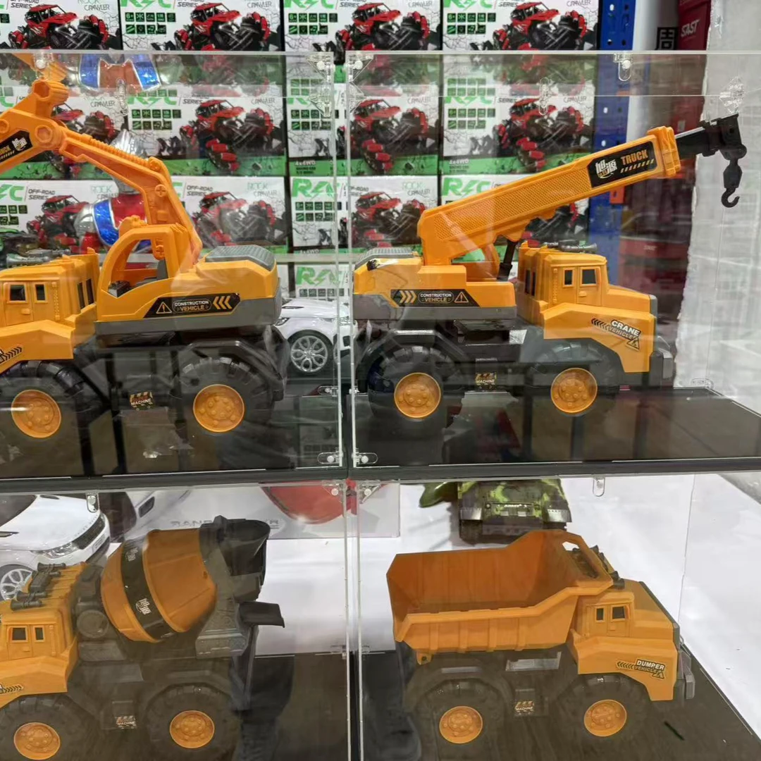 四只装15cm工程车挖掘机推土机翻斗车搅拌车 款式随机【电商包装】