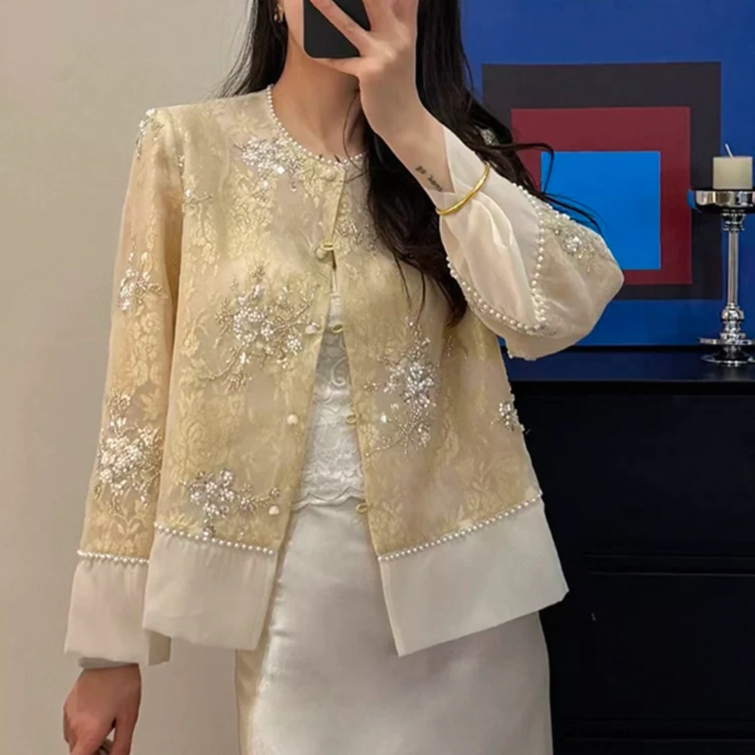 【833】欧根纱新中式刺绣外套女春季2025新款高级感微透防晒衣上衣