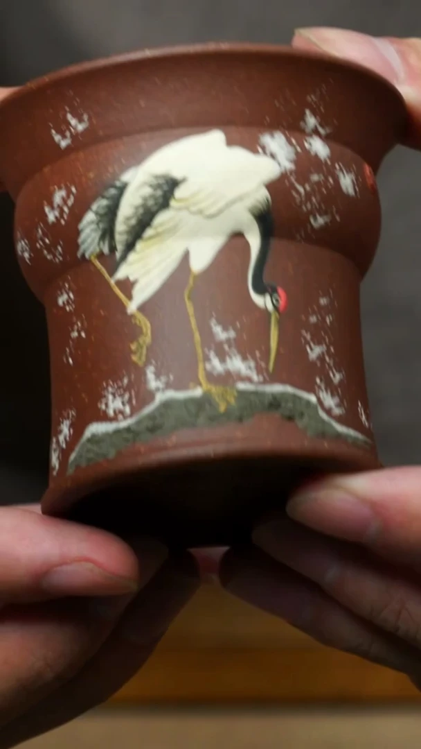 茶杯紫砂南柯记全手绘鹤杯