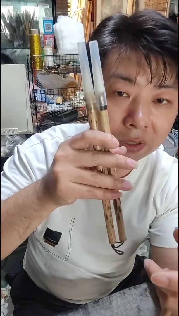 单支    细嫩光锋纯羊毫 湘妃竹牛角笔杆   不刻字