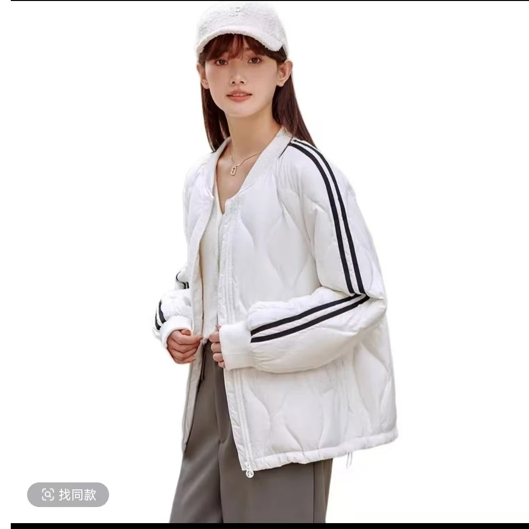 坦家女款轻薄款短款棒球领羽羽服断码