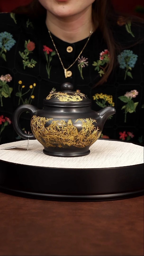 茶壶紫砂描金掇只