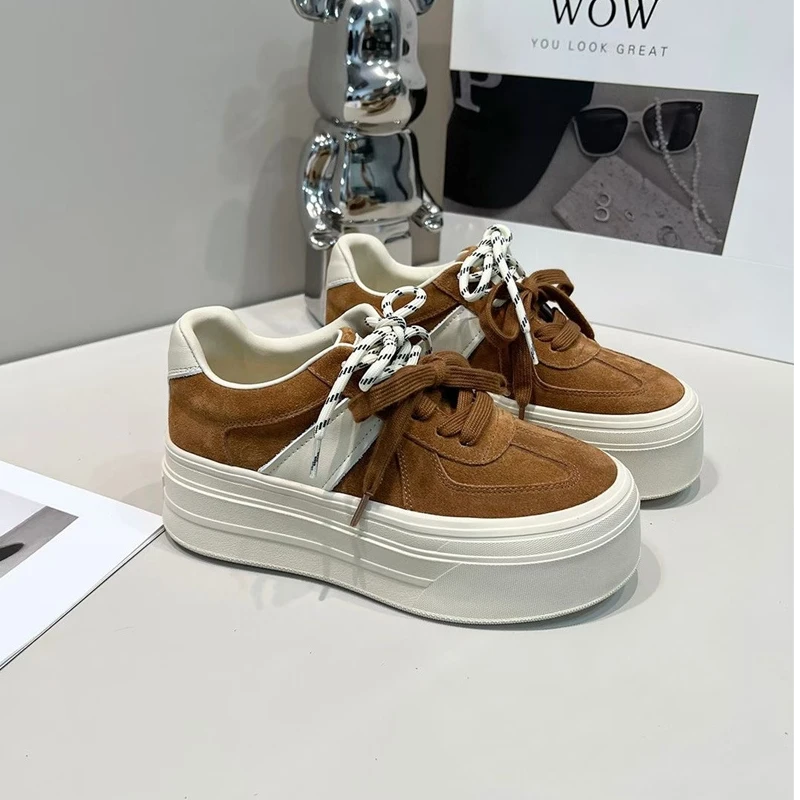 2025秋季美拉德风德训鞋女千鿋复古厚底松糕鞋休闲百搭增高网红款