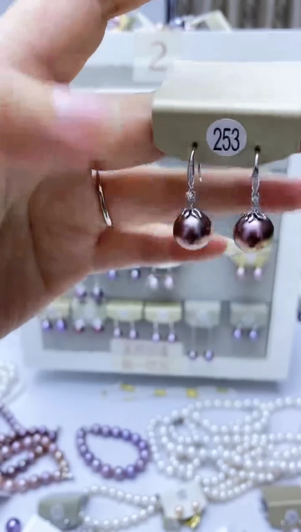 银S925镶嵌淡水珍珠耳饰253