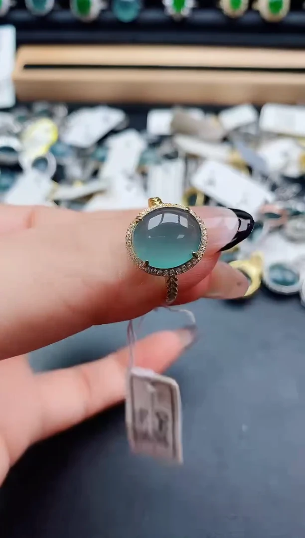 翡翠戒指银S925镶嵌50805