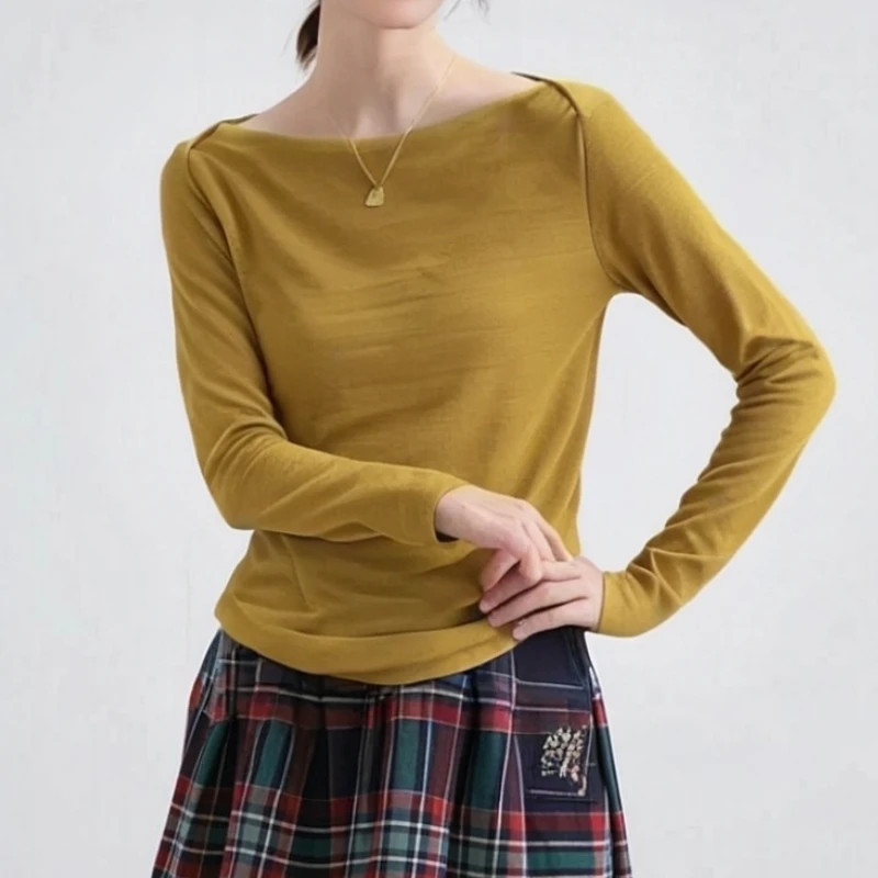 2025新款韩系一字领休闲打底长袖T恤上衣LK2505947