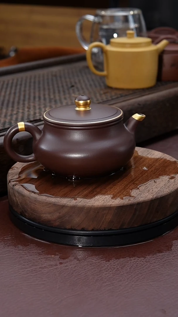 【闪购商品】紫砂茶壶描金扁韵紫砂壶