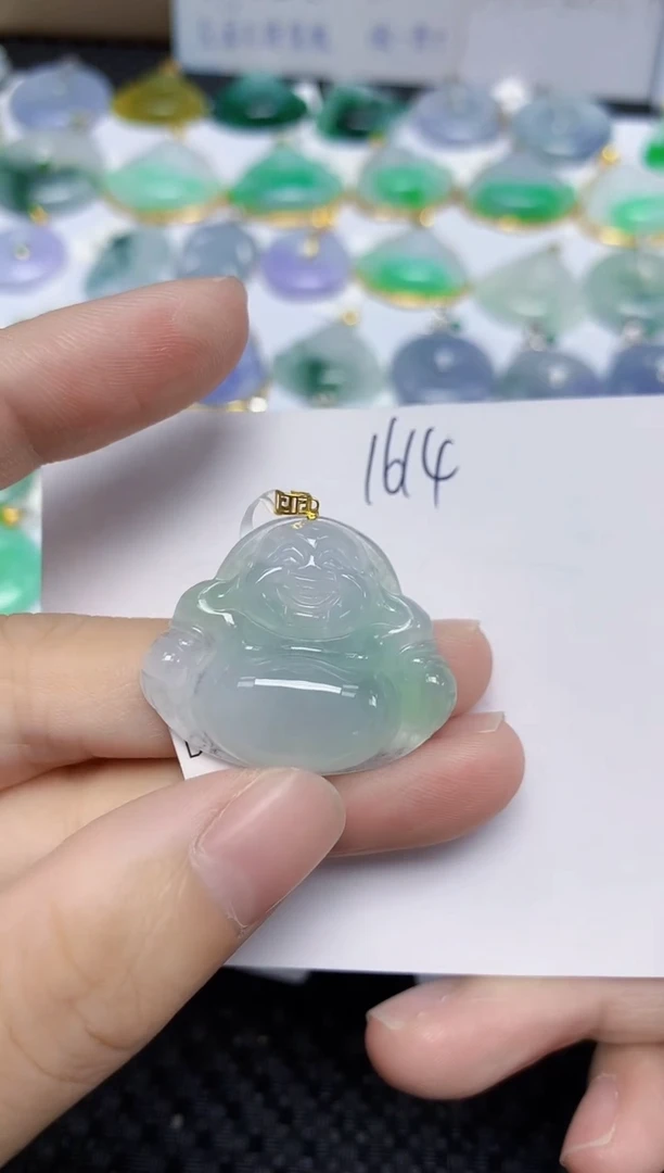 翡翠18K金镶嵌颈饰天然缅甸翡翠A货