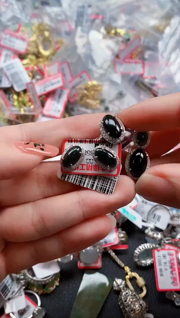 银S925镶嵌戒指翡翠天然A货缅甸翡翠