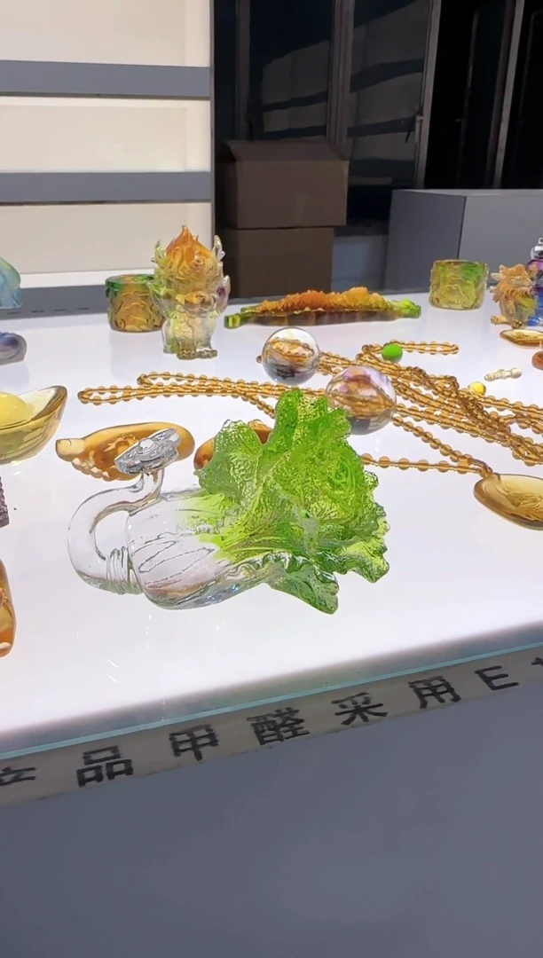 手工艺品琉璃古法琉璃如意百财11厘米