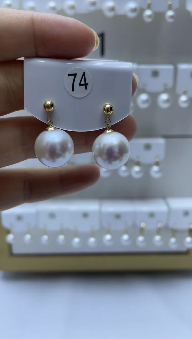 18K金镶嵌耳饰淡水珍珠74