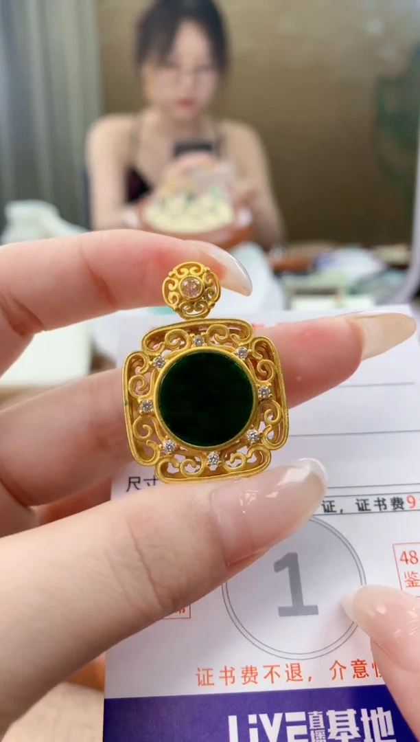 翡翠银S925镶嵌颈饰天然A货翡翠挂件