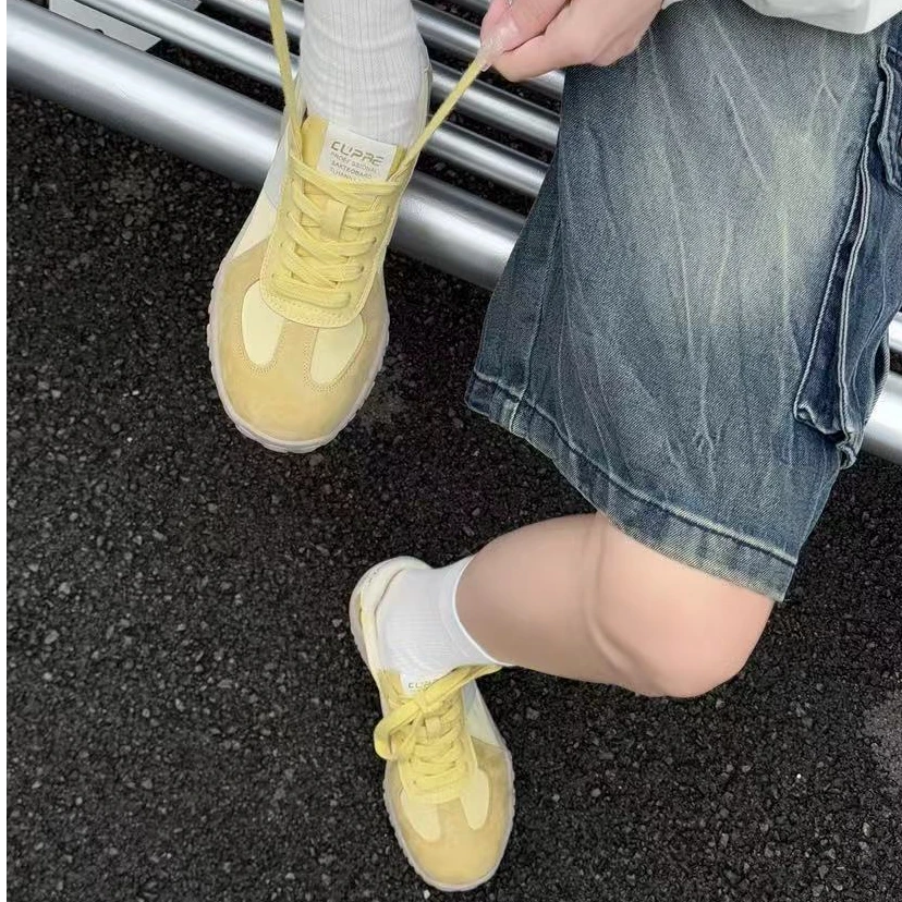 真皮德训鞋3859新款轻便休闲运动鞋厚底阿甘鞋透气女鞋显脚小