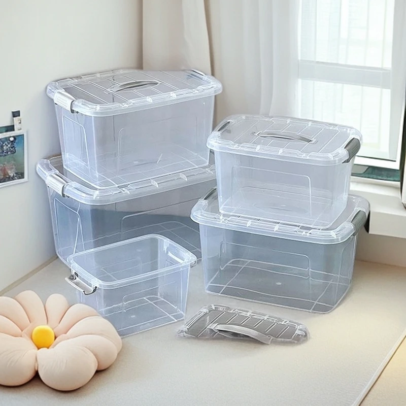 收纳箱批发家用储物箱透明杂物玩具收纳盒大号衣服整理箱桌面收纳
