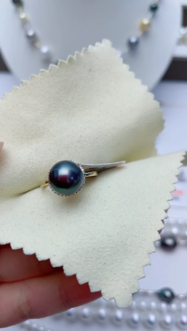 银S925镶嵌海水珍珠戒指W101