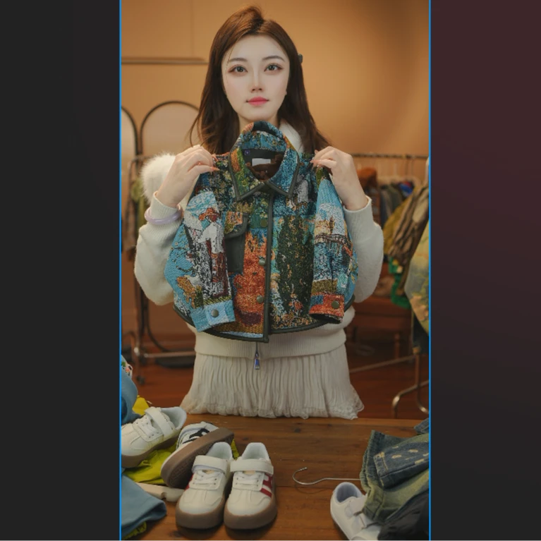 【单件】2026春秋新儿童卡通油画时尚百搭宽松外套39705（不含帽子）