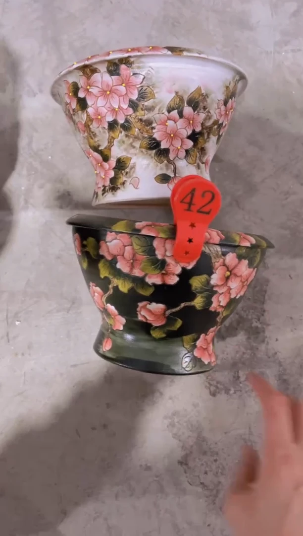 摆件靓***肉42陶花岛花盆罐—手工痕迹默认，大小会有1-2公分误差