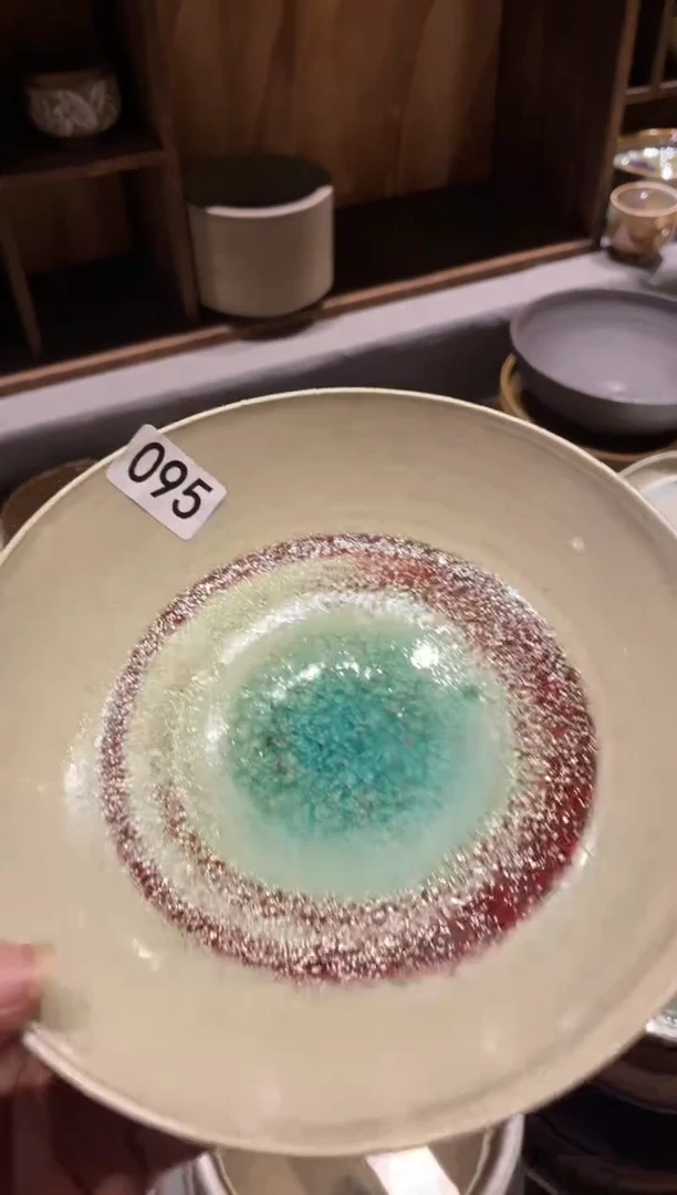 瓷片设****磊95蓝心手工盘1个