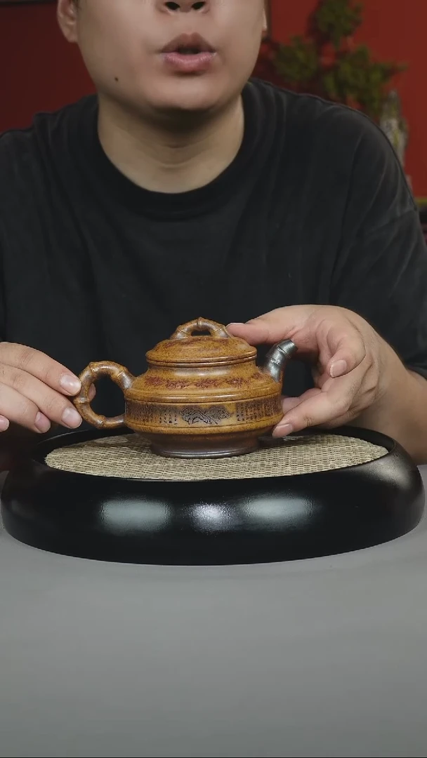 茶壶紫砂龙骨金砂 双线竹鼓
