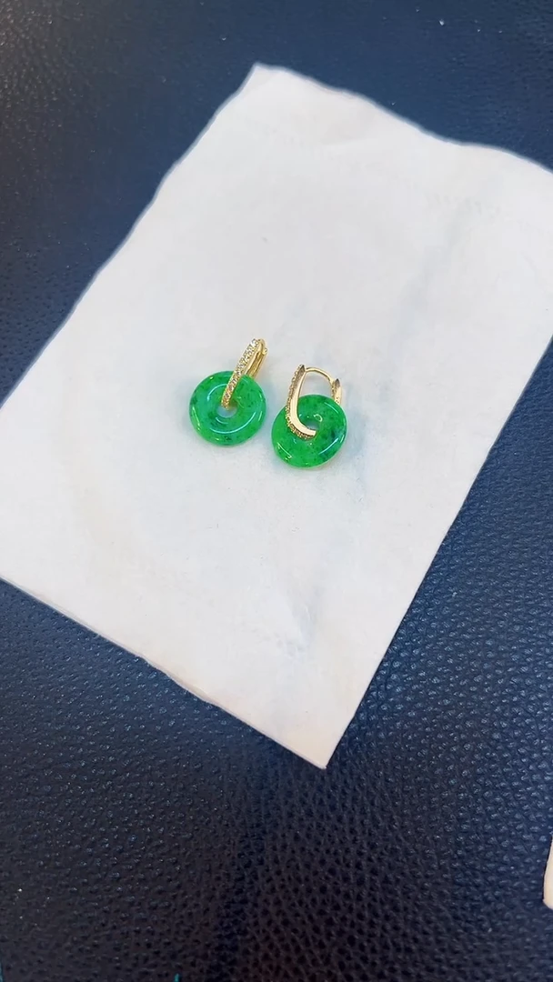 翡翠银S925镶嵌耳饰缅料A货/多样性发货/一对