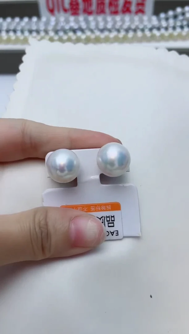 银S925镶嵌淡水珍珠耳饰A83