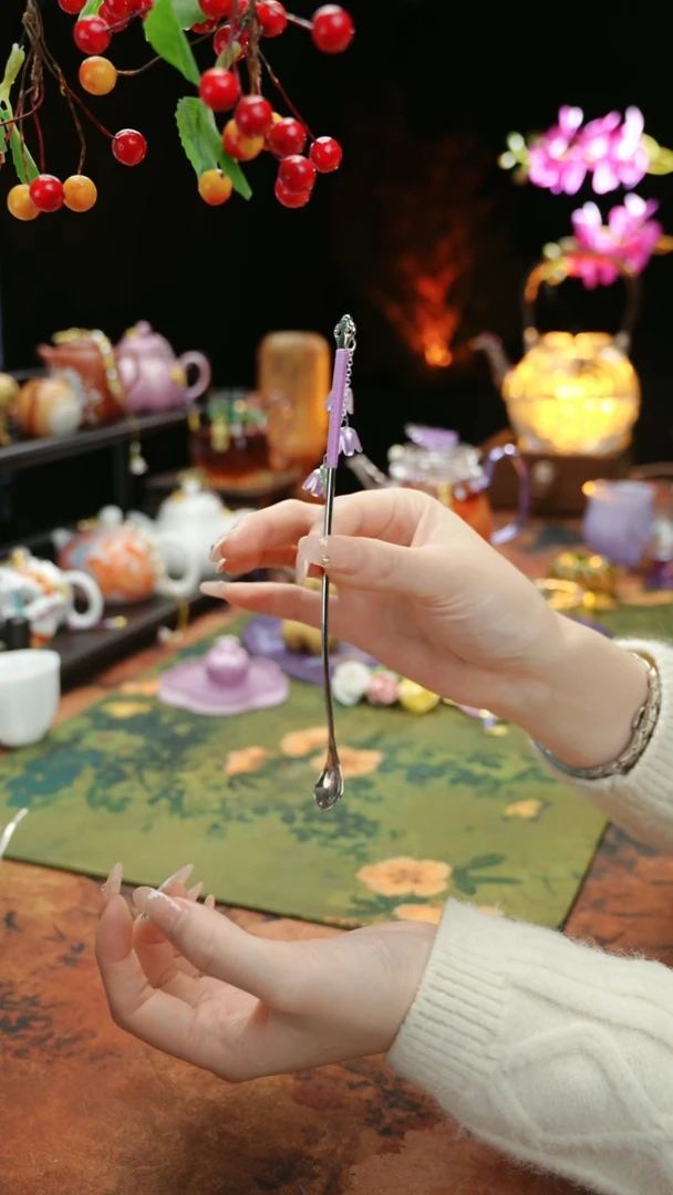 【闪购商品】紫色手工茶勺茶道配件