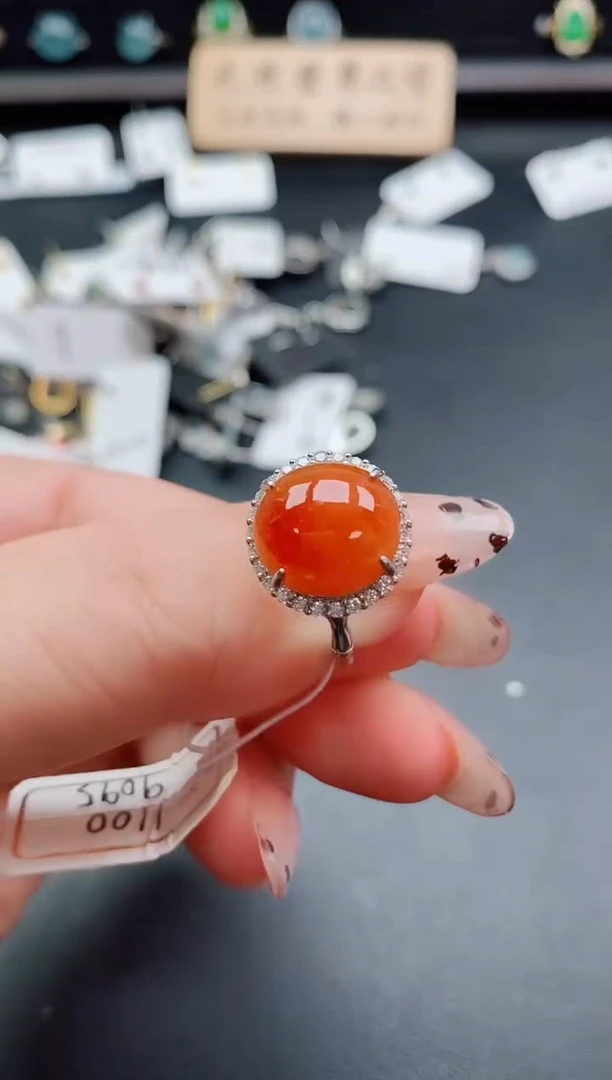 银S925镶嵌戒指翡翠1