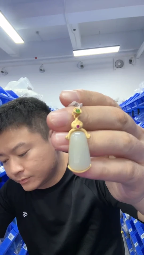 和田玉银S925镶嵌吊坠(不含链)白玉吊坠